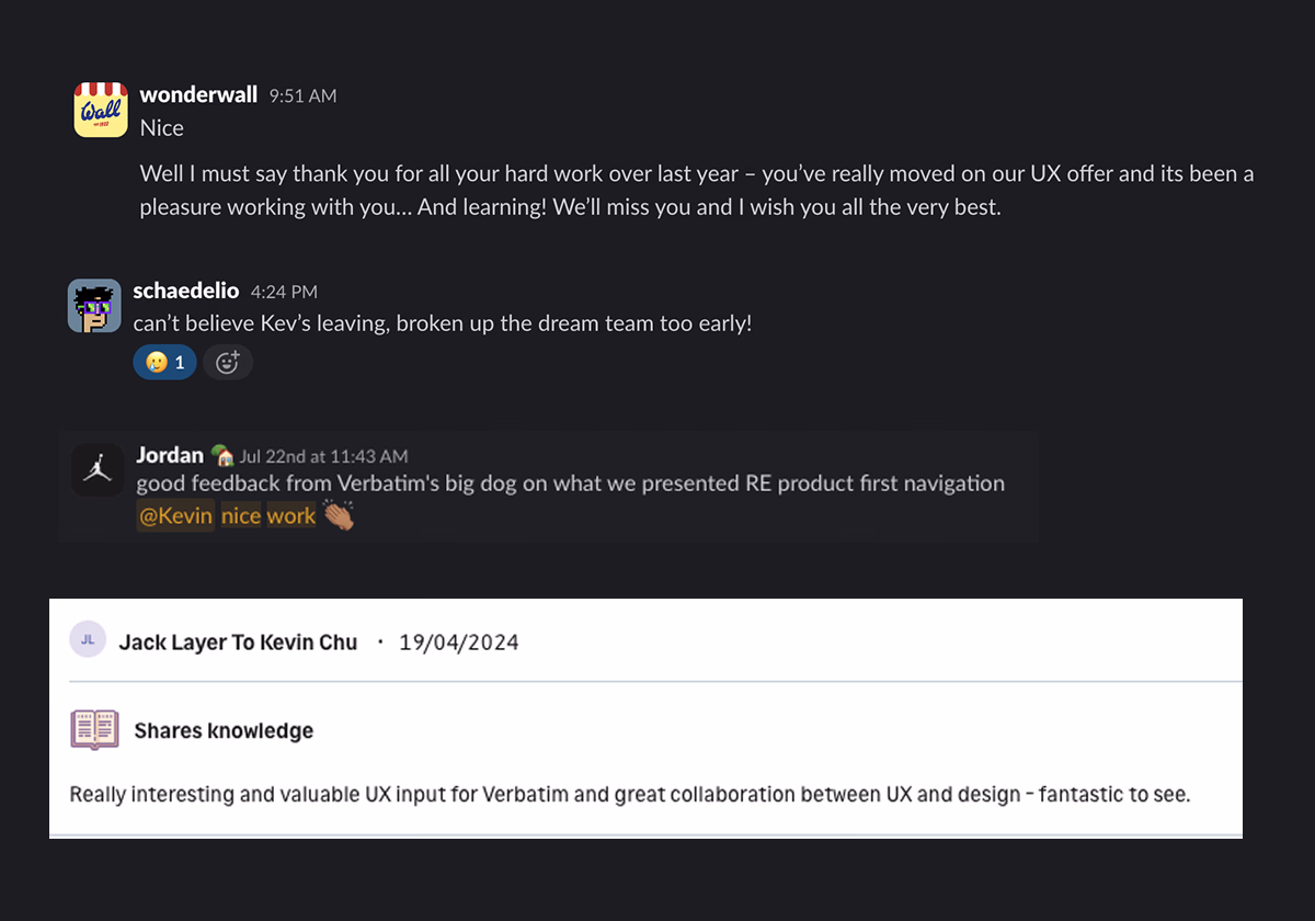 Kind words from colleagues